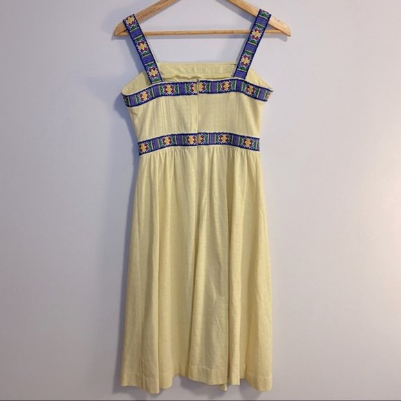 Boho Pale Yellow Sun Dress with Embroidery - Picture 6 of 9